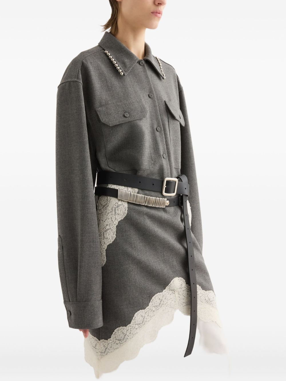 pearl-embellished button-up shirt - 3