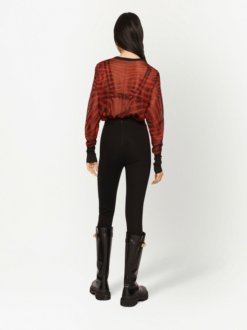 animal-print panelled knitted top - 4