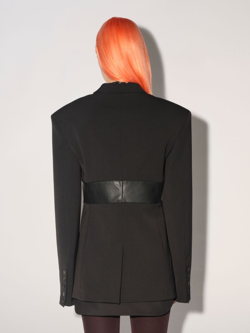 LEATHER PANEL TAILORING JACKET - 4
