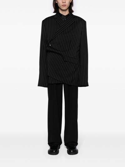 Martine Rose pinstriped wool-blend wrap blazer outlook