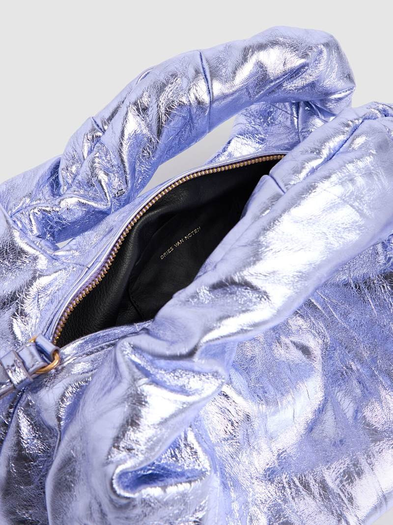 Twist metallic leather top handle bag - 5