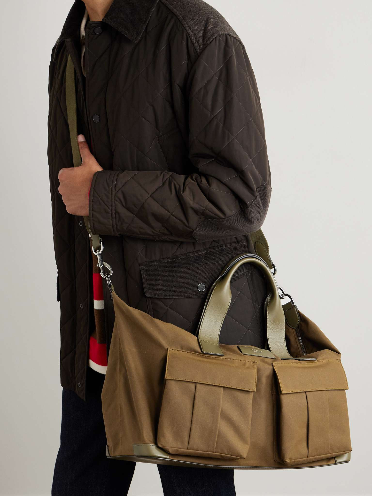 Leather-Trimmed Waxed-Cotton Weekend Bag - 6