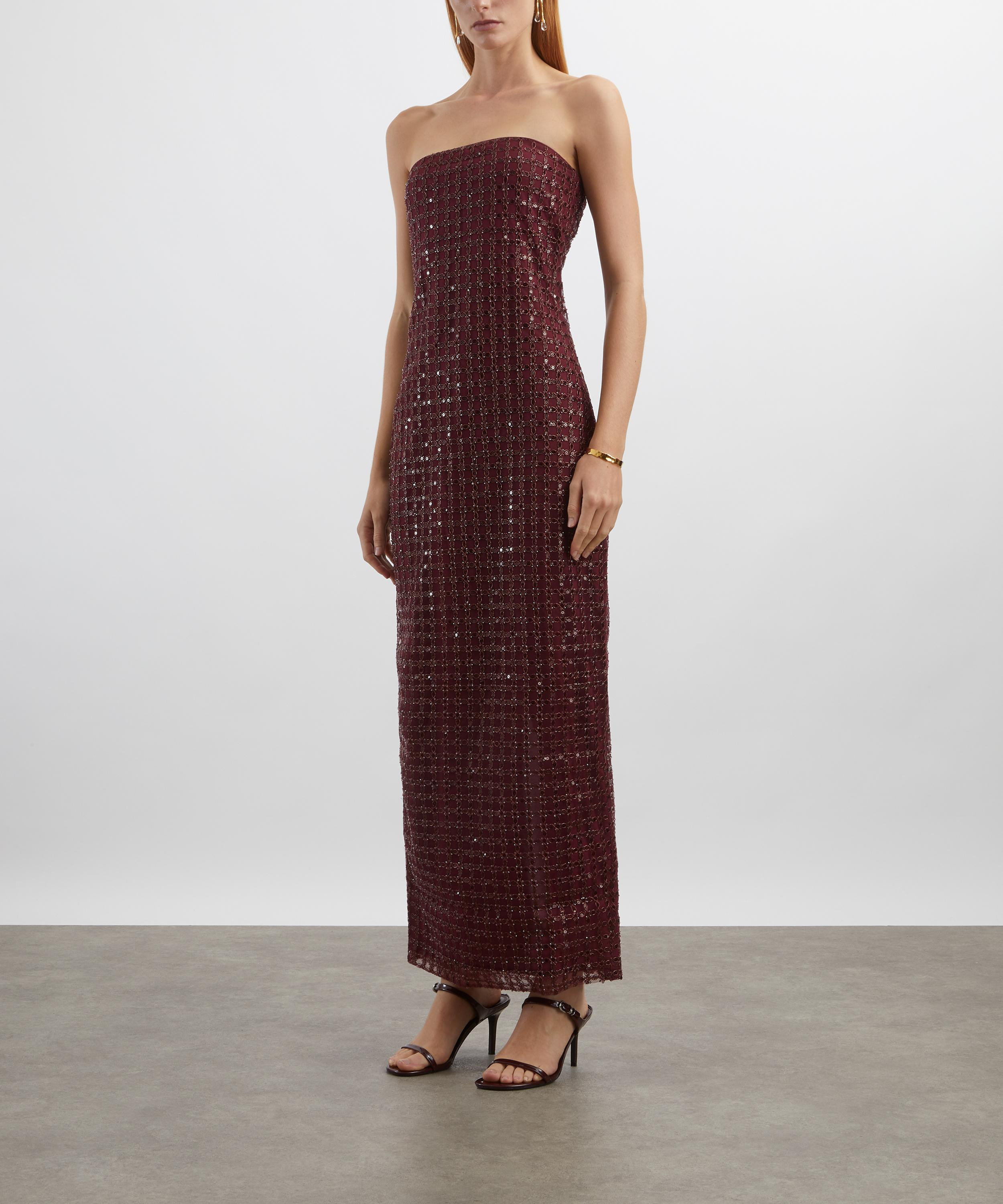 Bordeaux Beaded Maxi Tube Dress - 3