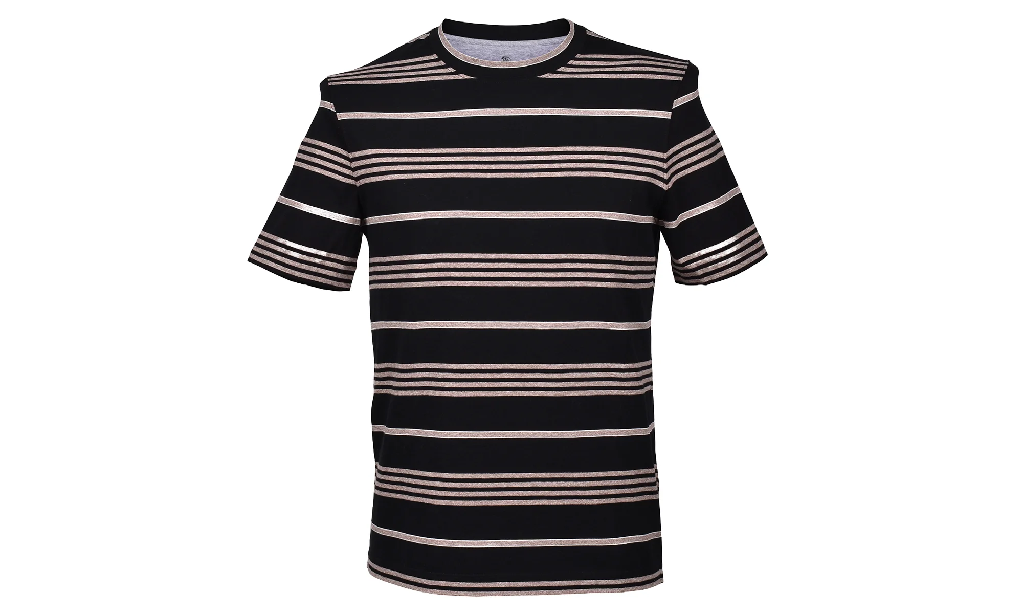 100% Cotton Crew Neck Short Sleeve Casual T-Shirt "Black / Beige" BRUN990 - 1