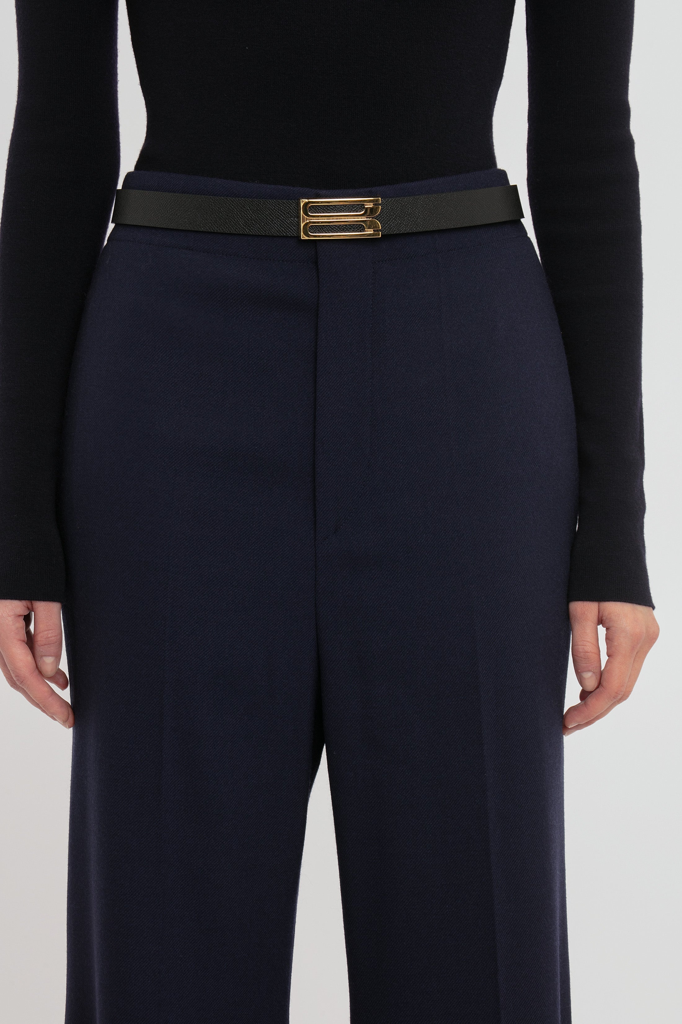 Low Rise Wide Leg Kick Trouser In Ink Blue - 5