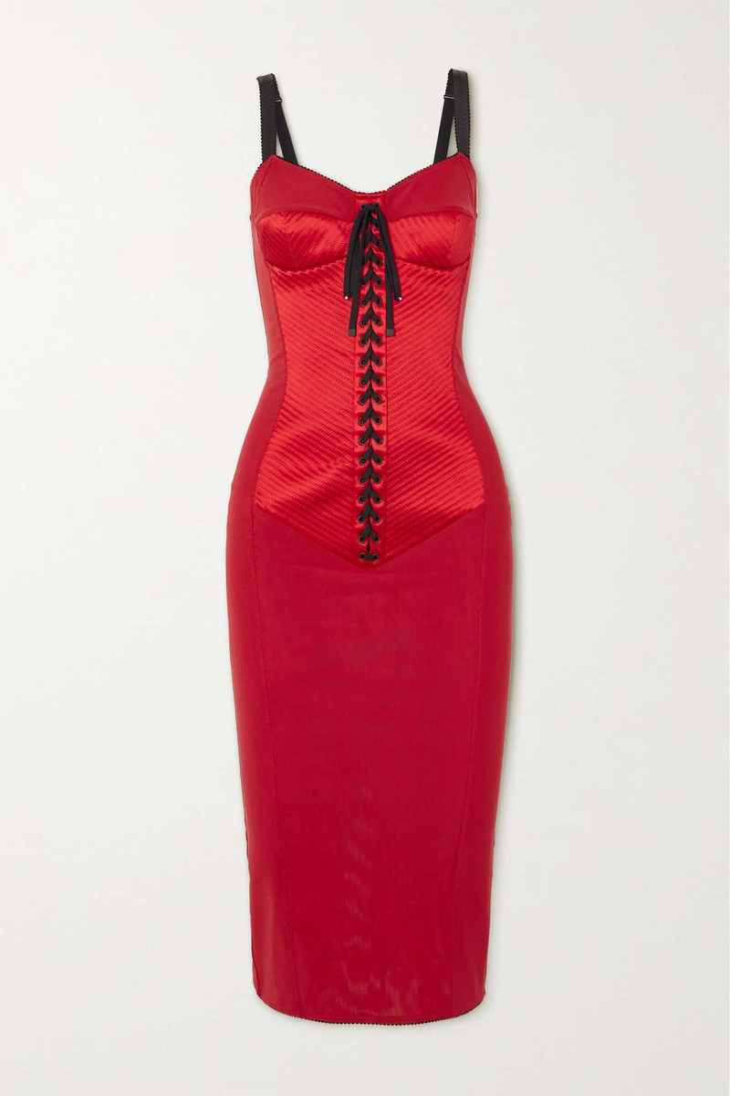 Lace-up satin dress 1