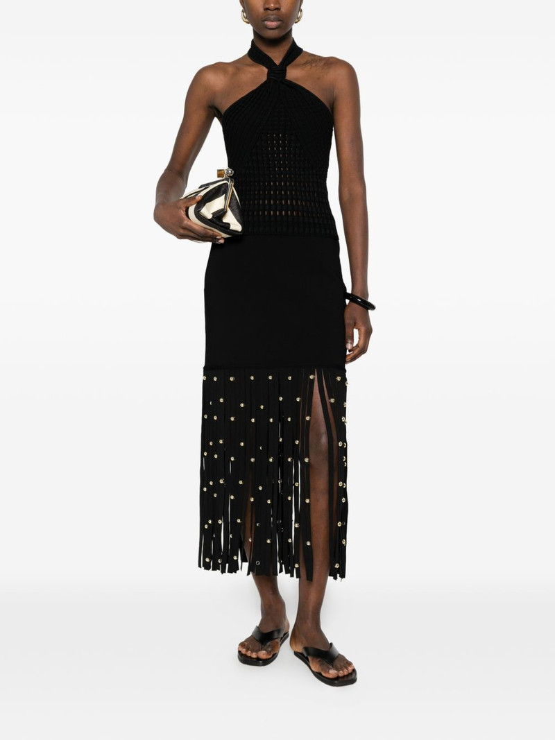 SIMKHAI fringed embellished midi skirt outlook