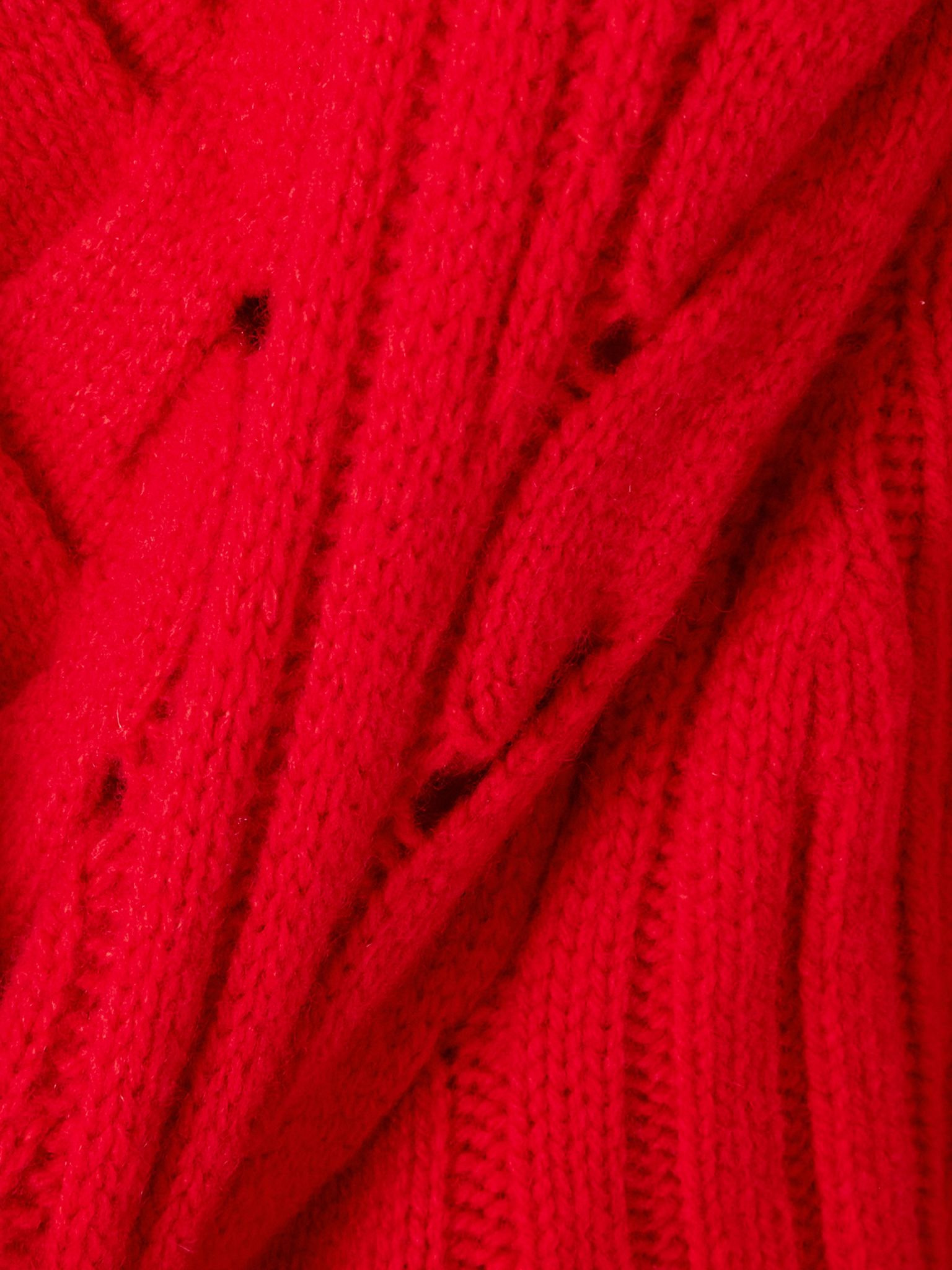 Ribbed and cable-knit wool and cashmere-blend mini dress Red - 4