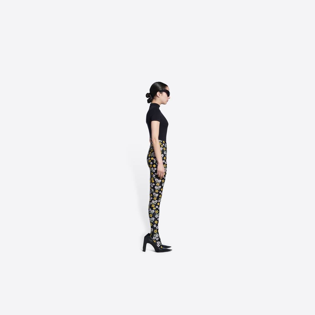 Women's Archive Floral Foot Leggings  in Black - 4