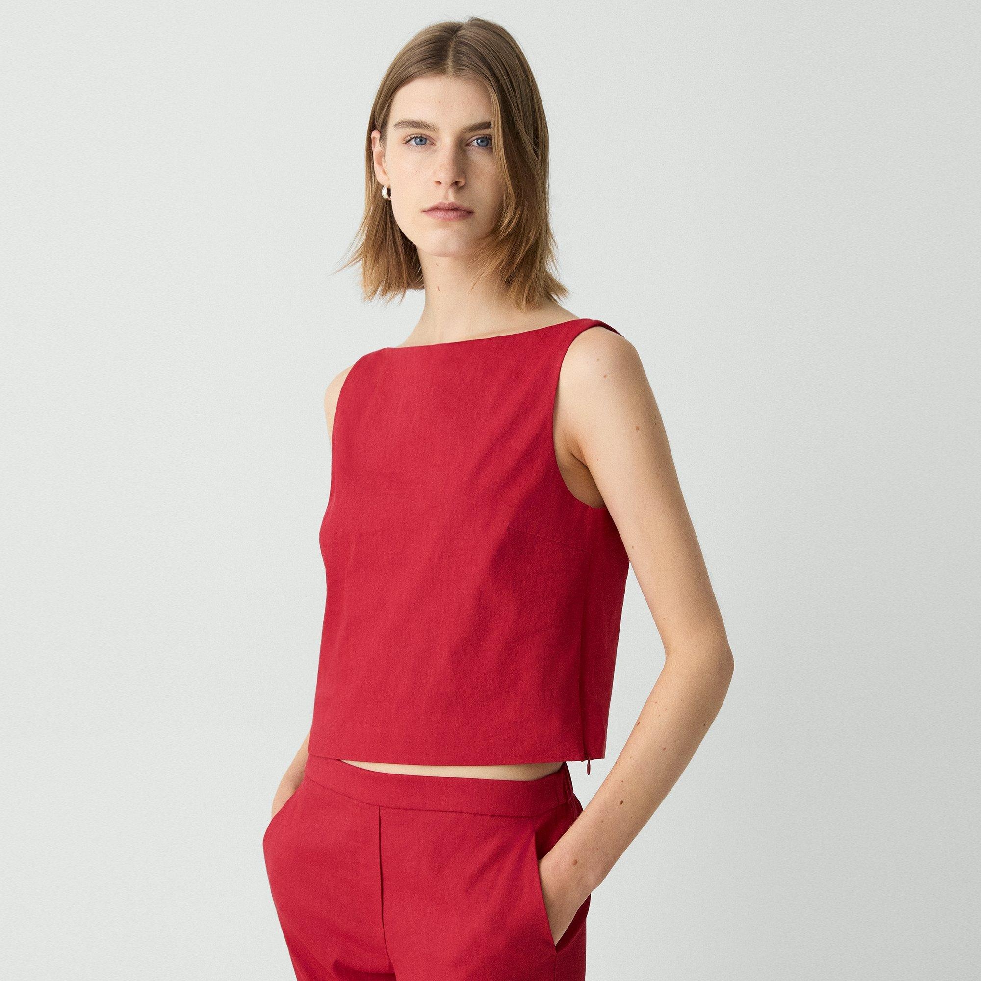 Sleeveless Boatneck Top in Good Linen - 3