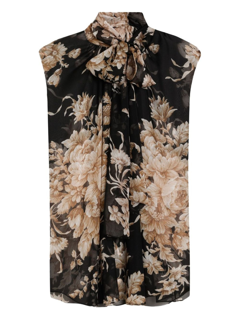 rose-print chiffon sleeveless top 1