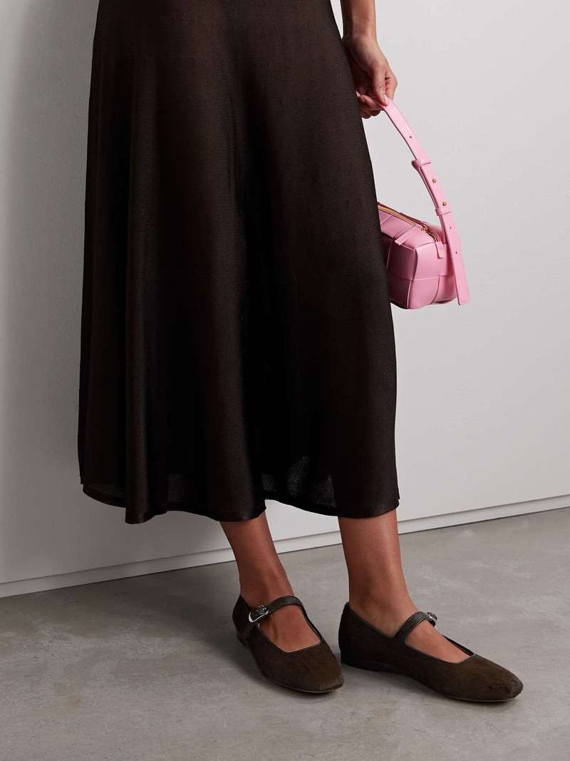 LE MONDE BÉRYL Leather-trimmed pony hair Mary Jane ballet flats outlook