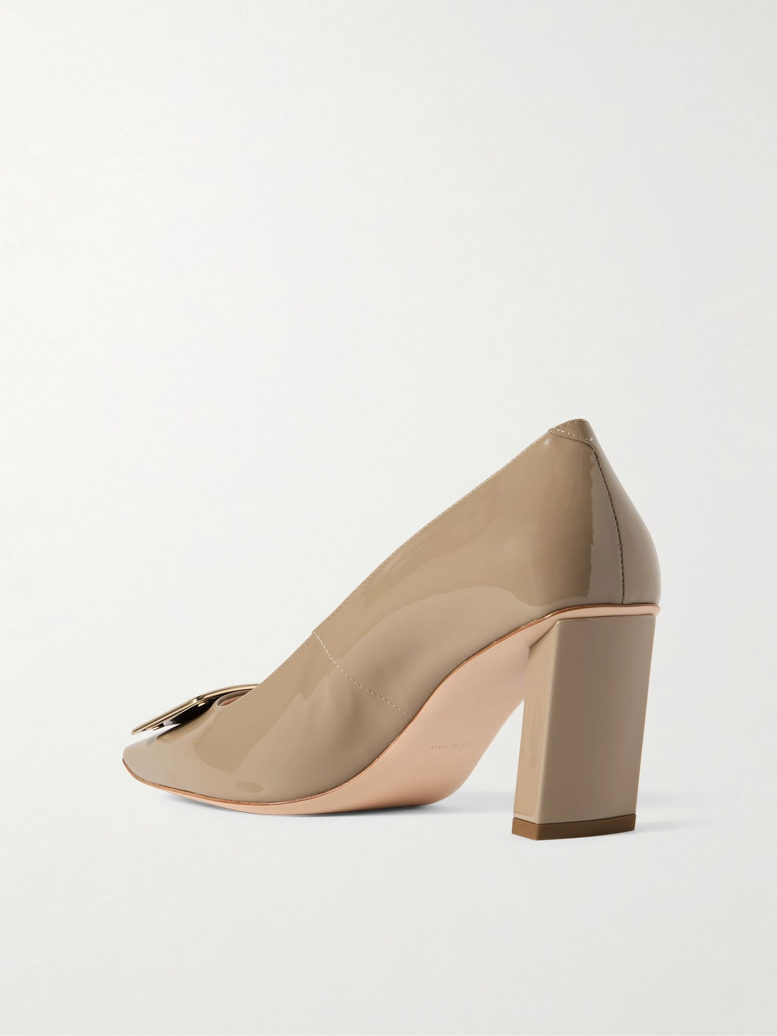 Belle Vivier 75 buckled patent-leather pumps Beige - 3