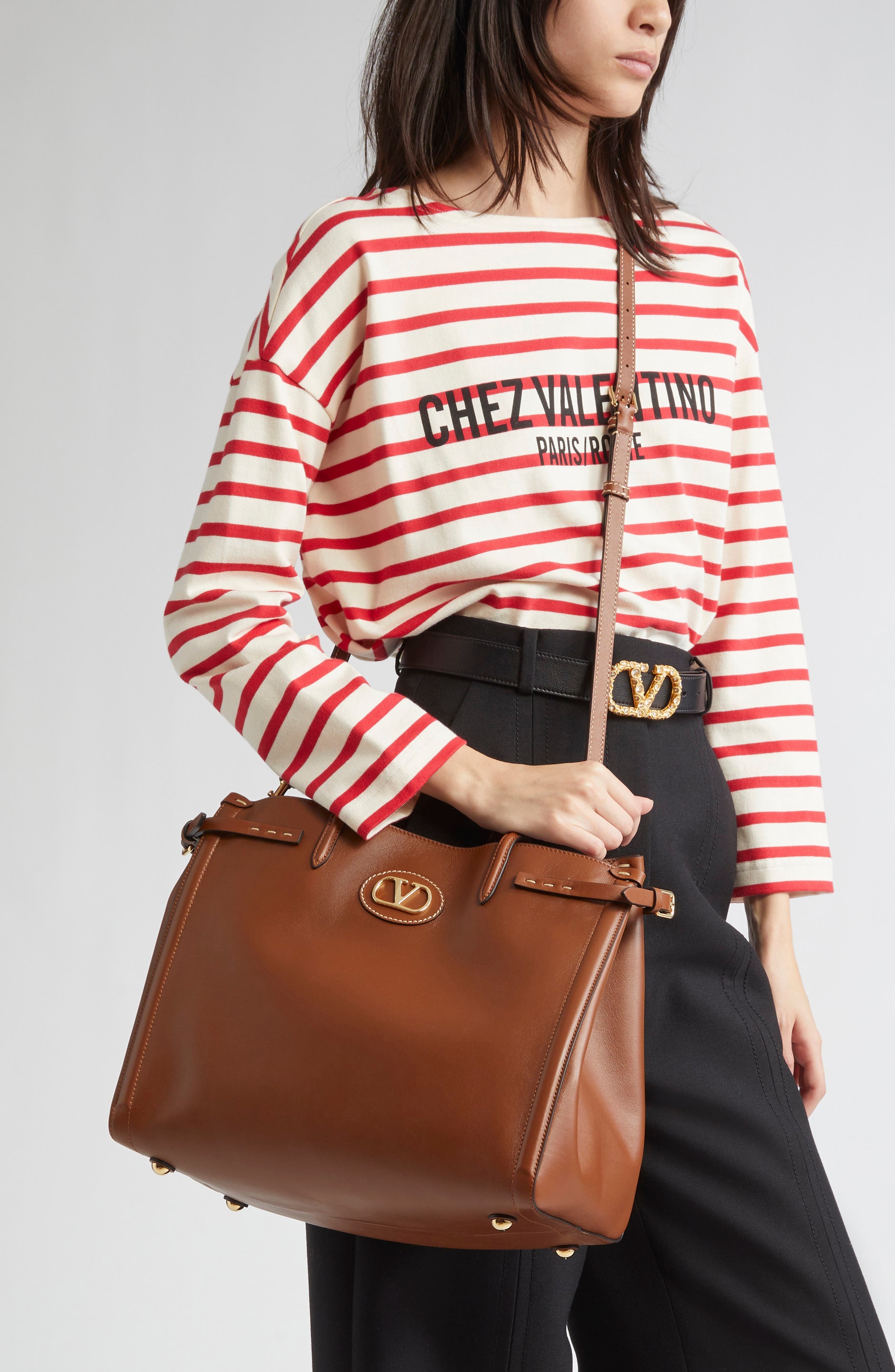 Valentino Garavani Medium Antibes Leather Tote in N58 Tobacco at Nordstrom - 2