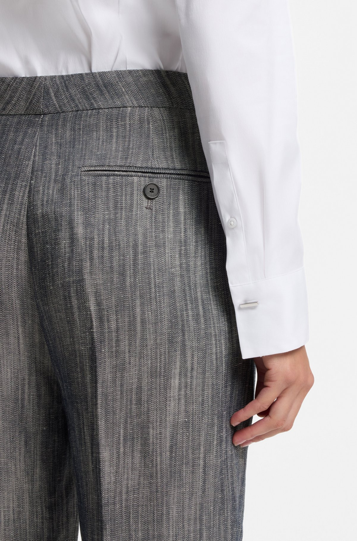 REGULAR-FIT TROUSERS IN MELANGE DENIM - 5