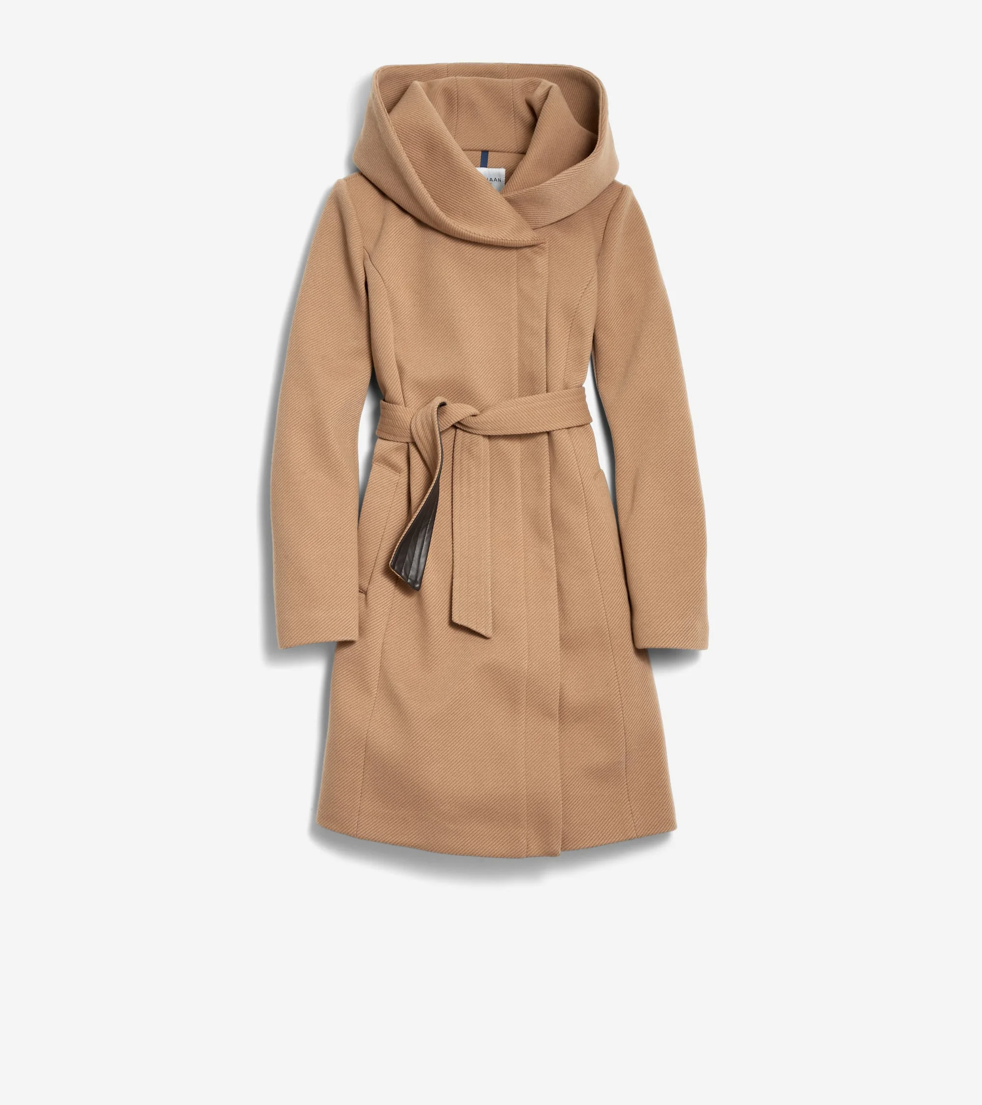 Women's Belted Asymmetrical Zip Front Twill Coat - 1
