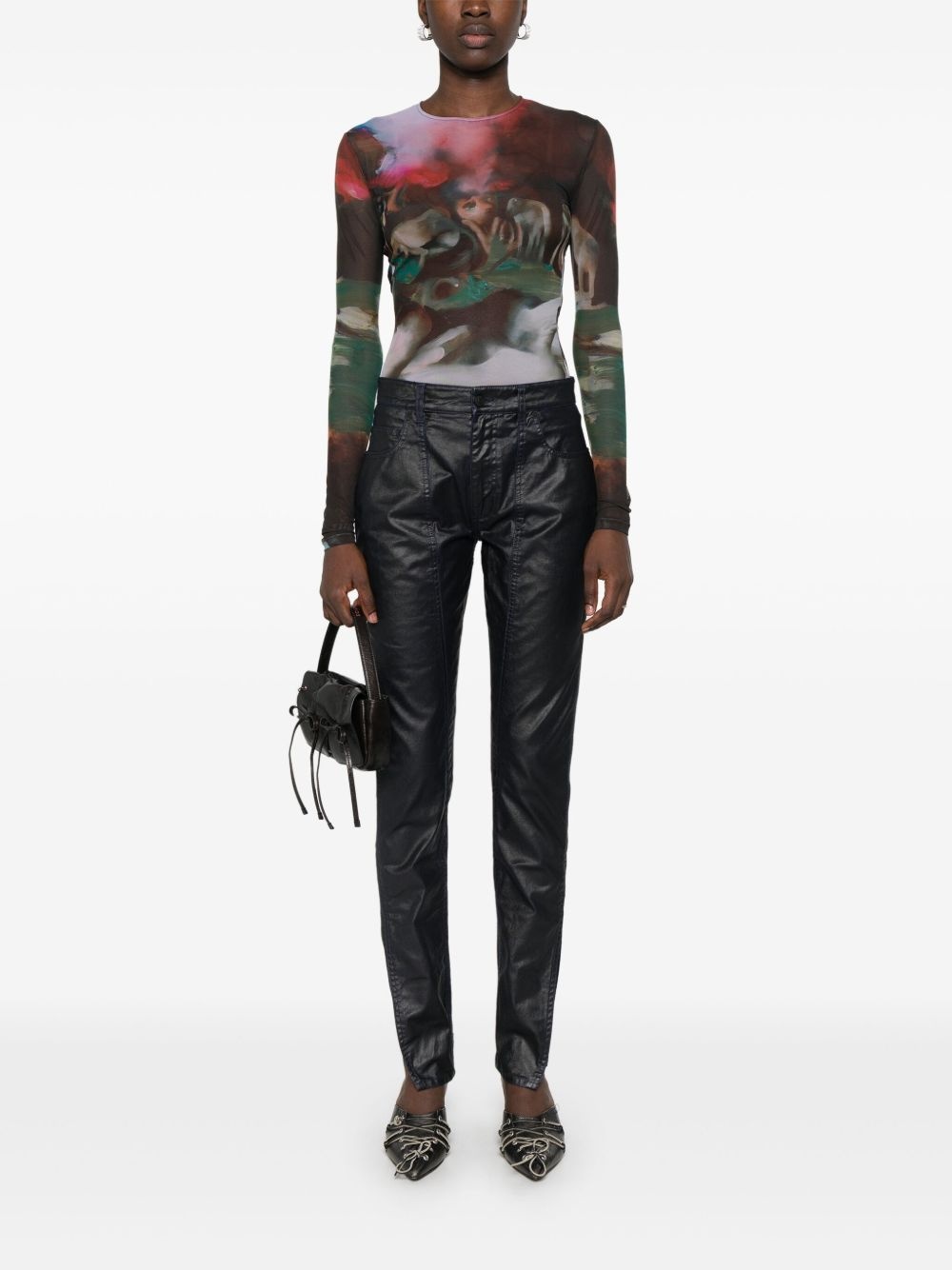 coated-finish trousers - 2