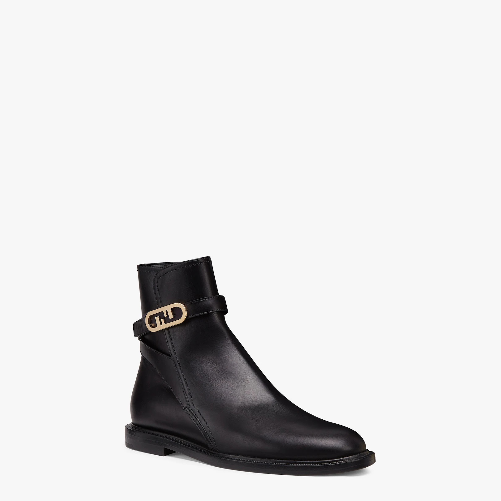 Black leather low-heel boots - 2