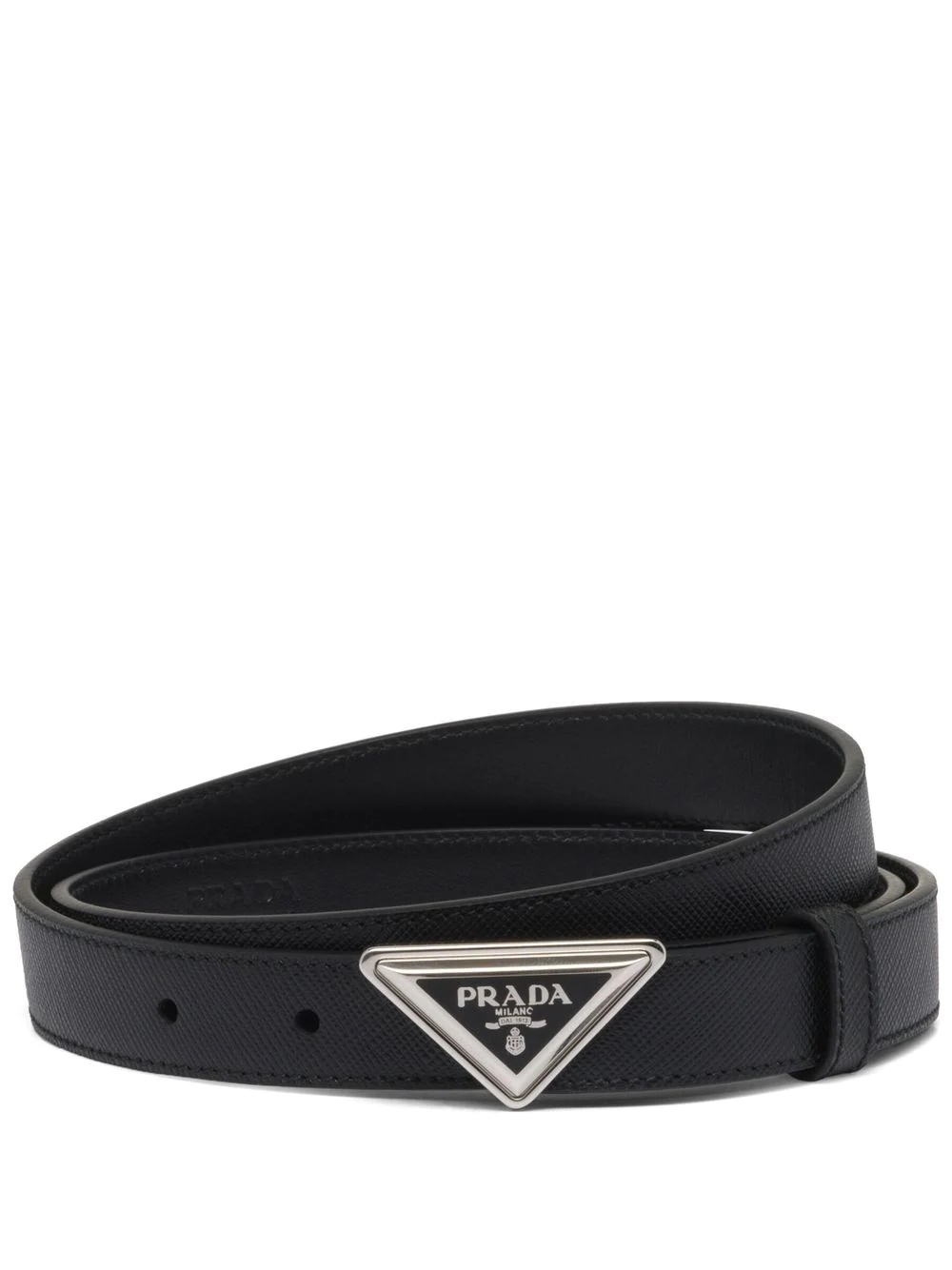 logo-buckle Saffiano leather belt - 1