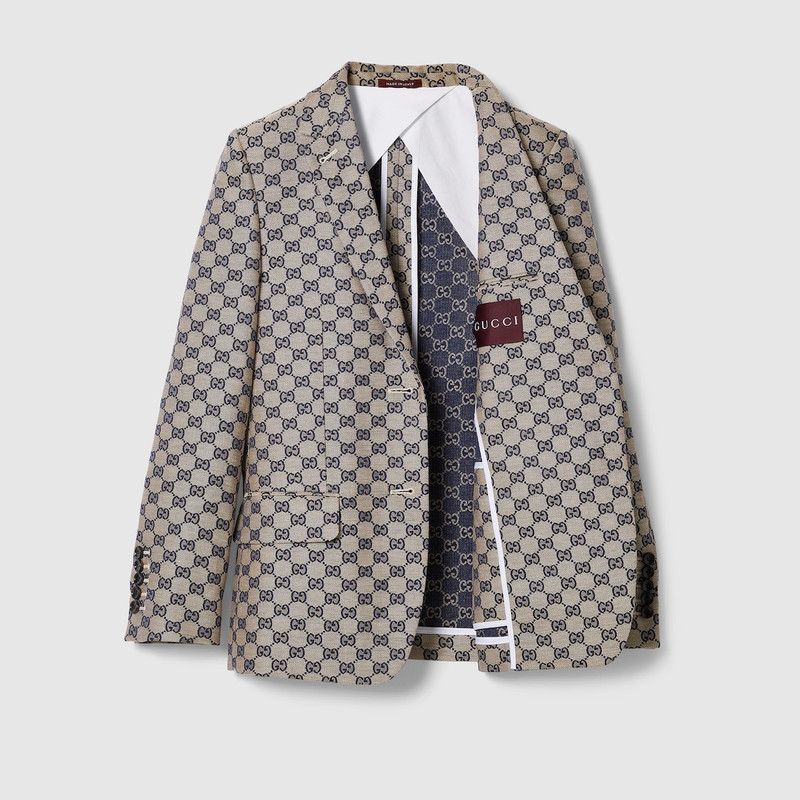 GG linen blend canvas jacket 8