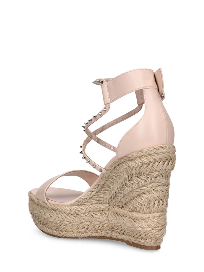 120mm Chocazeppa leather & raffia wedges - 4