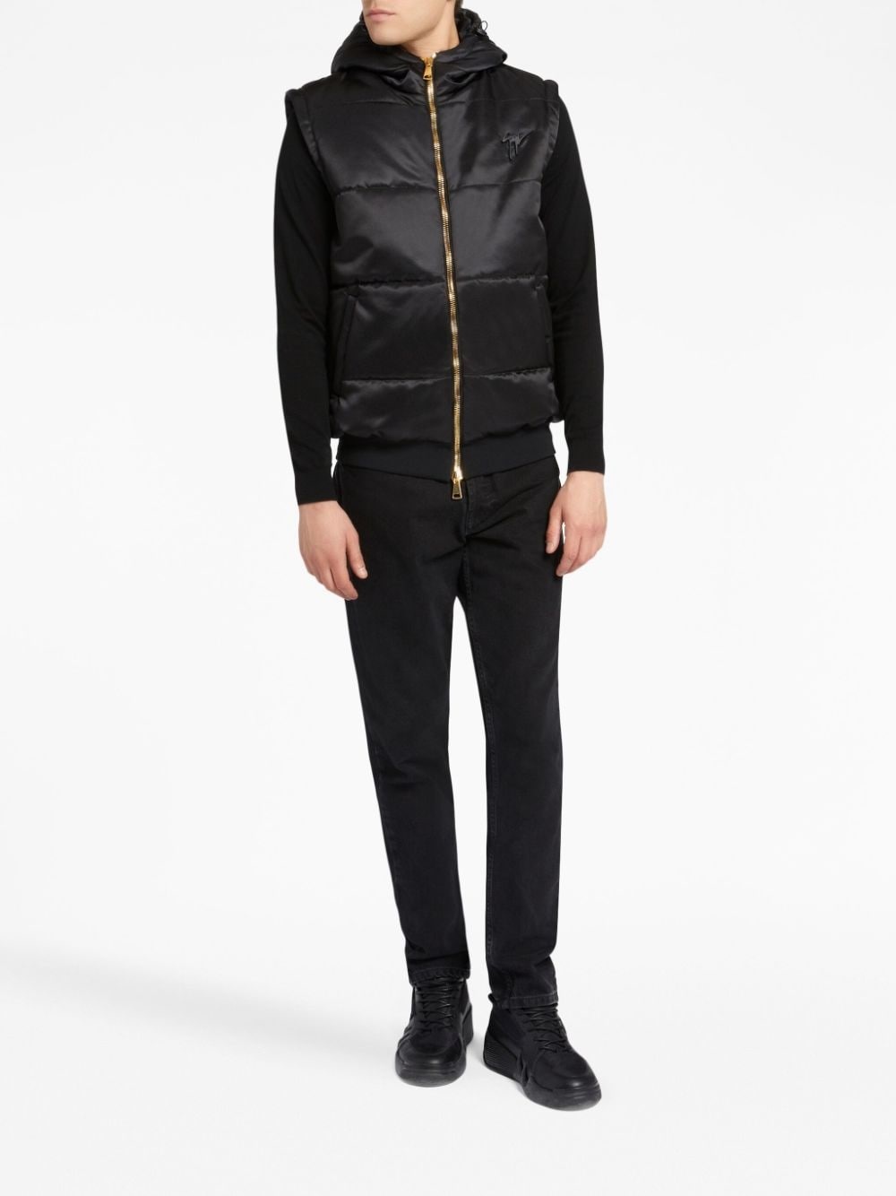 logo-embroidered padded vest - 2