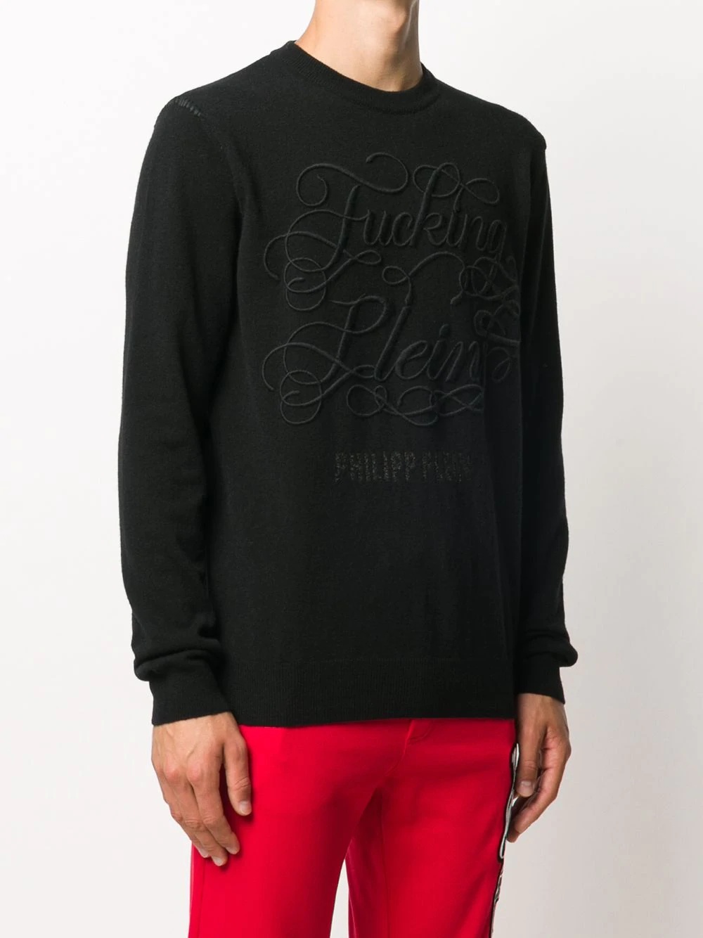 embroidered crew neck jumper - 3