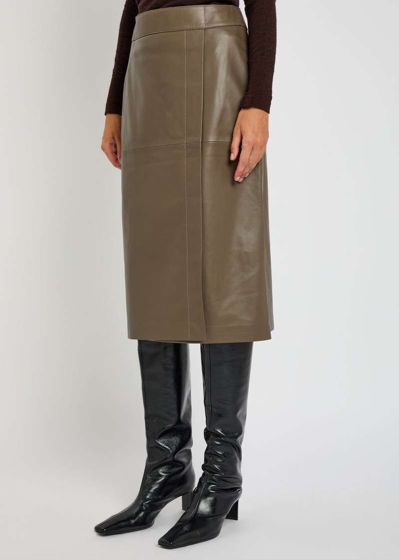 JOSEPH Joseph Panelled Wrap-effect Leather Midi Skirt outlook