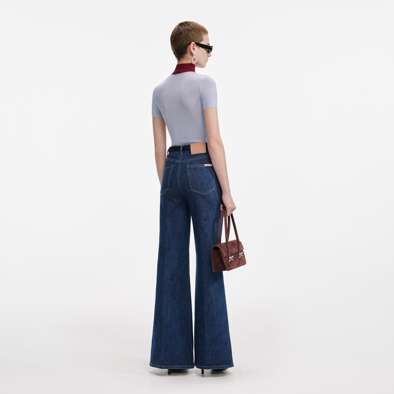 self-portrait Blue Viscose Knit Short Sleeve Top outlook