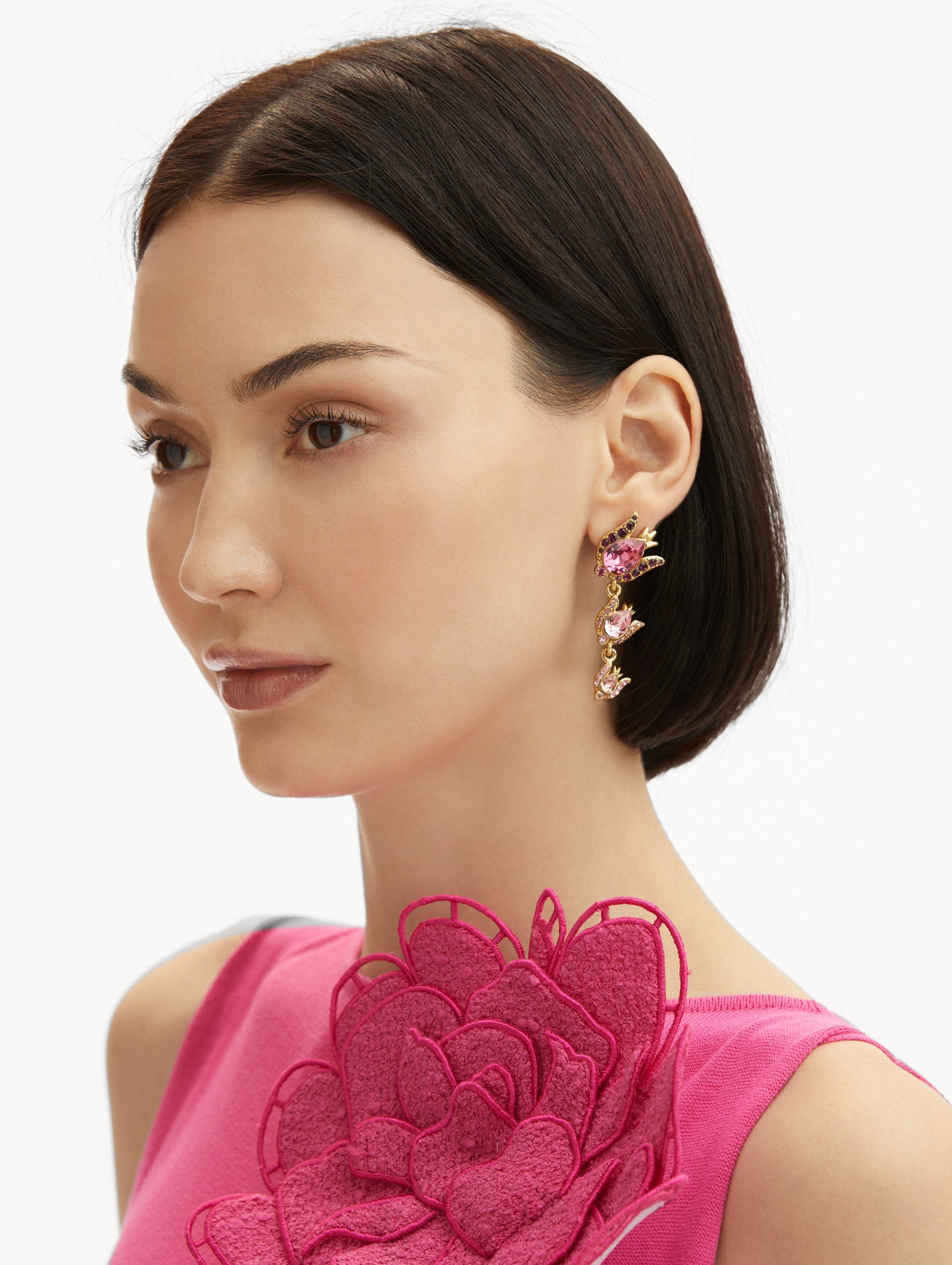 CRYSTAL ROSE DROP EARRINGS - 2