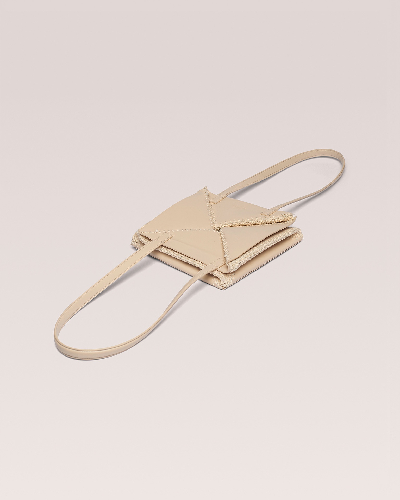 THE ORIGAMI TOTE - Vegan leather patchwork midi tote - Ivory / creme - 2