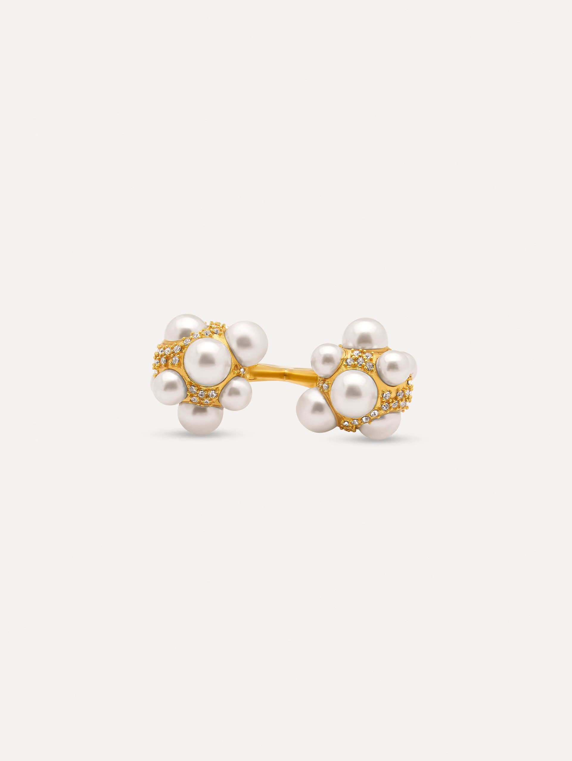 PEARL PAVÉ CLUSTER DOUBLE RING - 3