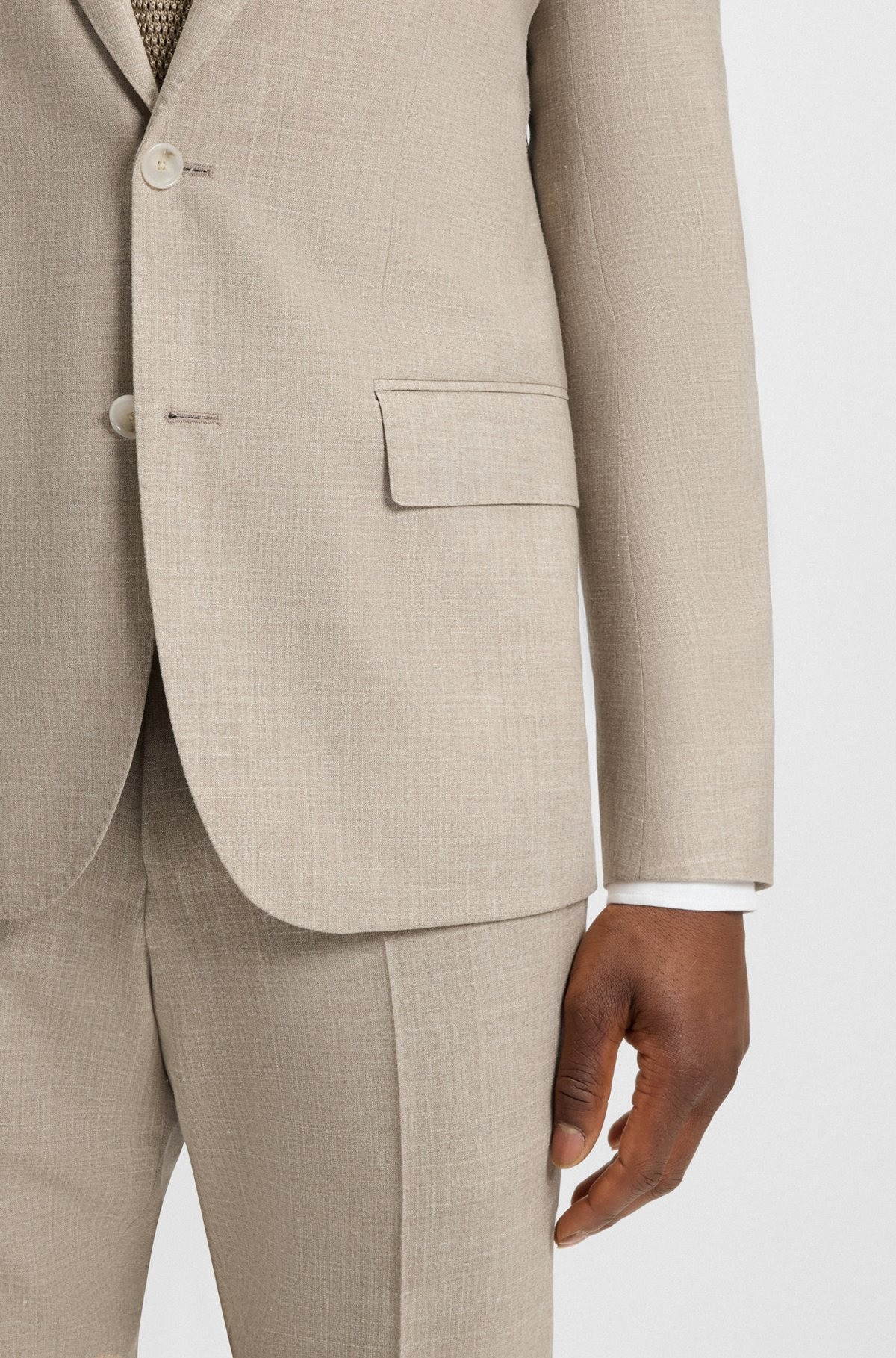 TWO-PIECE SUIT IN VIRGIN WOOL, SILK AND LINEN - 5