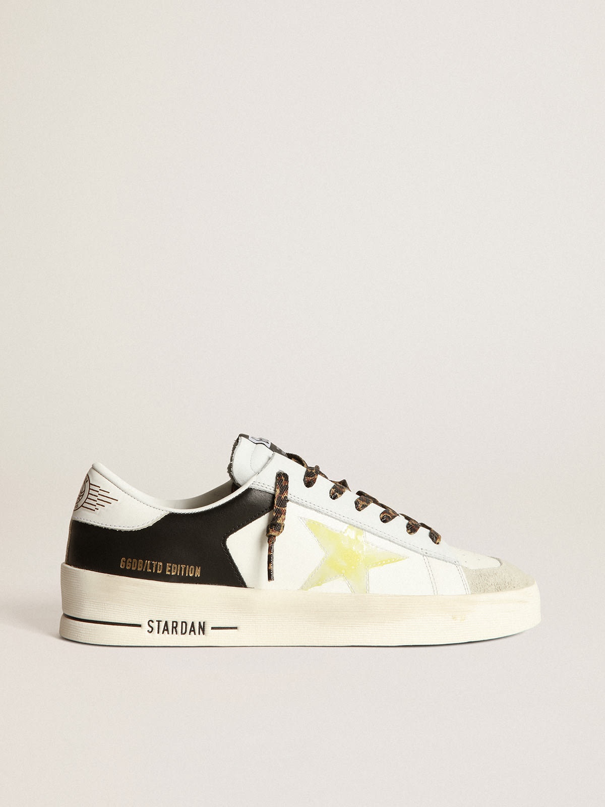 Stardan LTD sneakers in black and white leather with yellowed-effect transparent PVC star - 1