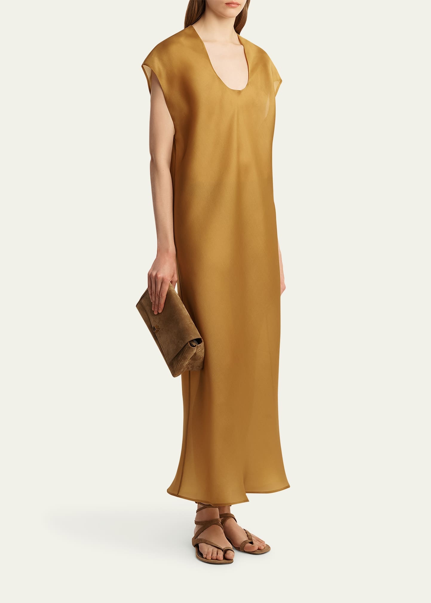 Darby Cap-Sleeve Bias Silk Maxi Dress - 4