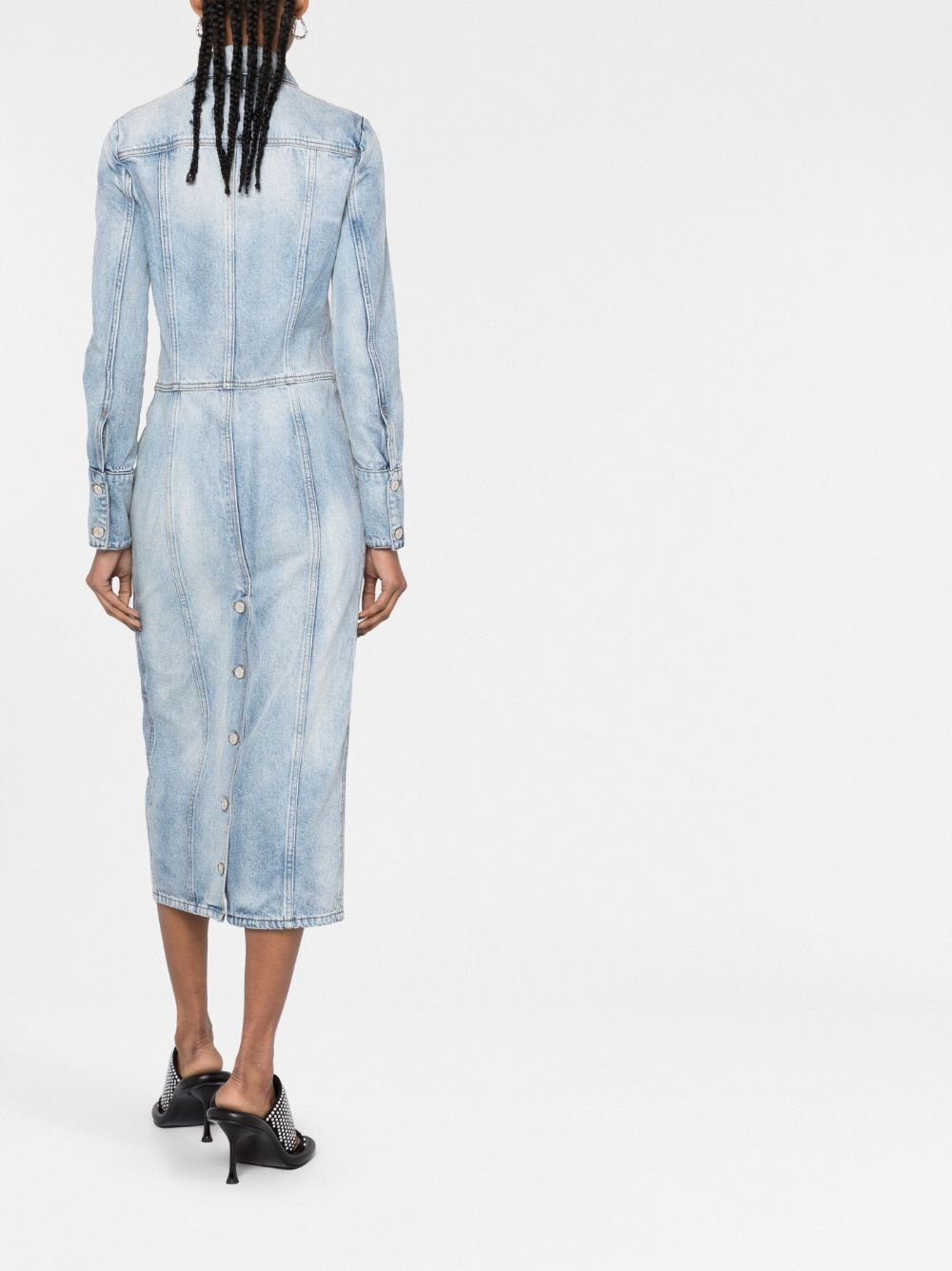 knee-length denim jacket - 6