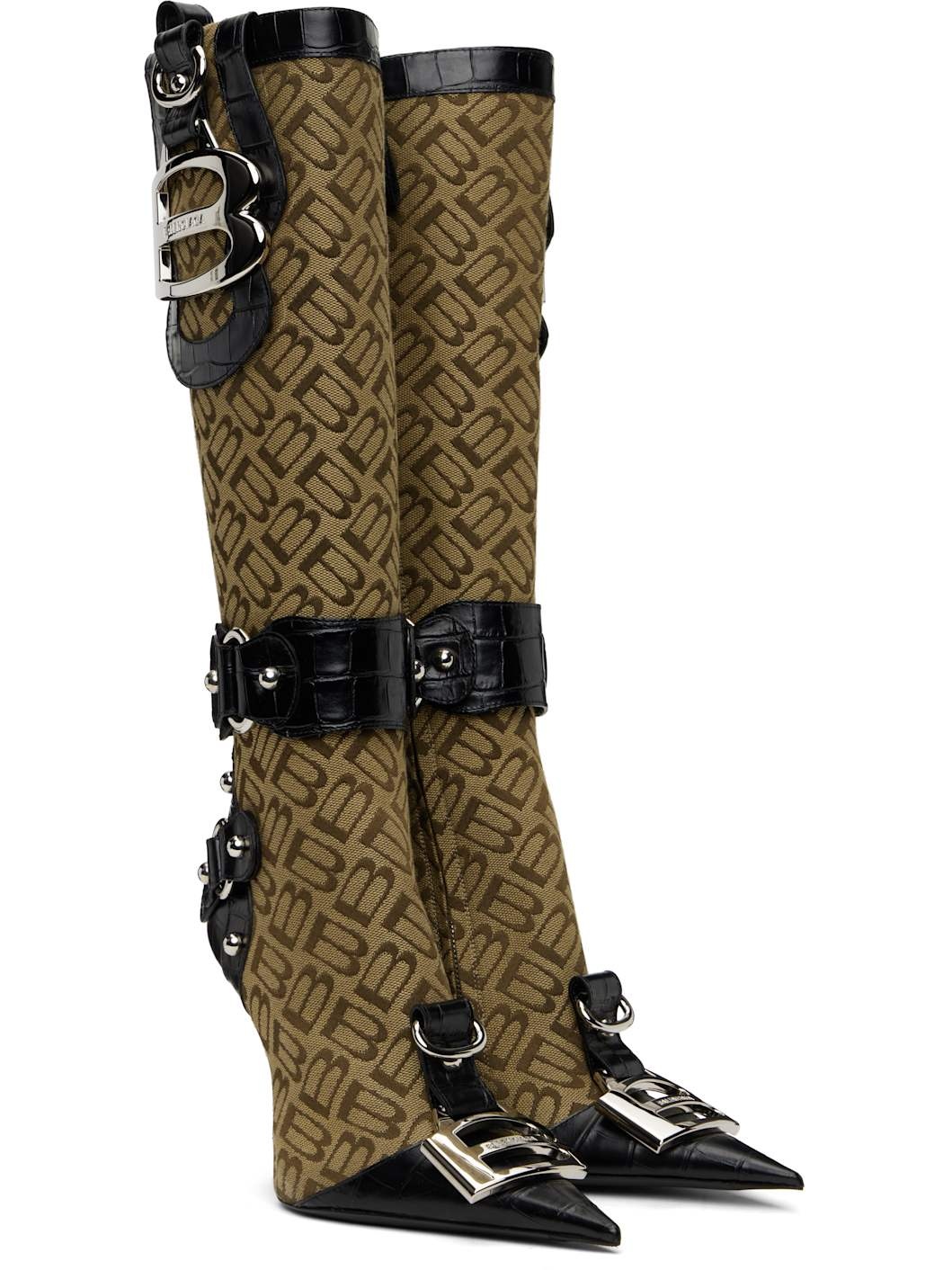 Beige & Black Essex 110mm Tall Boots - 4