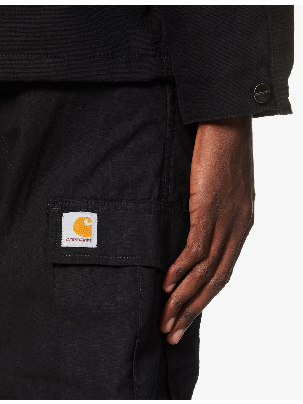 Logo-patch straight-leg cotton trousers - 5