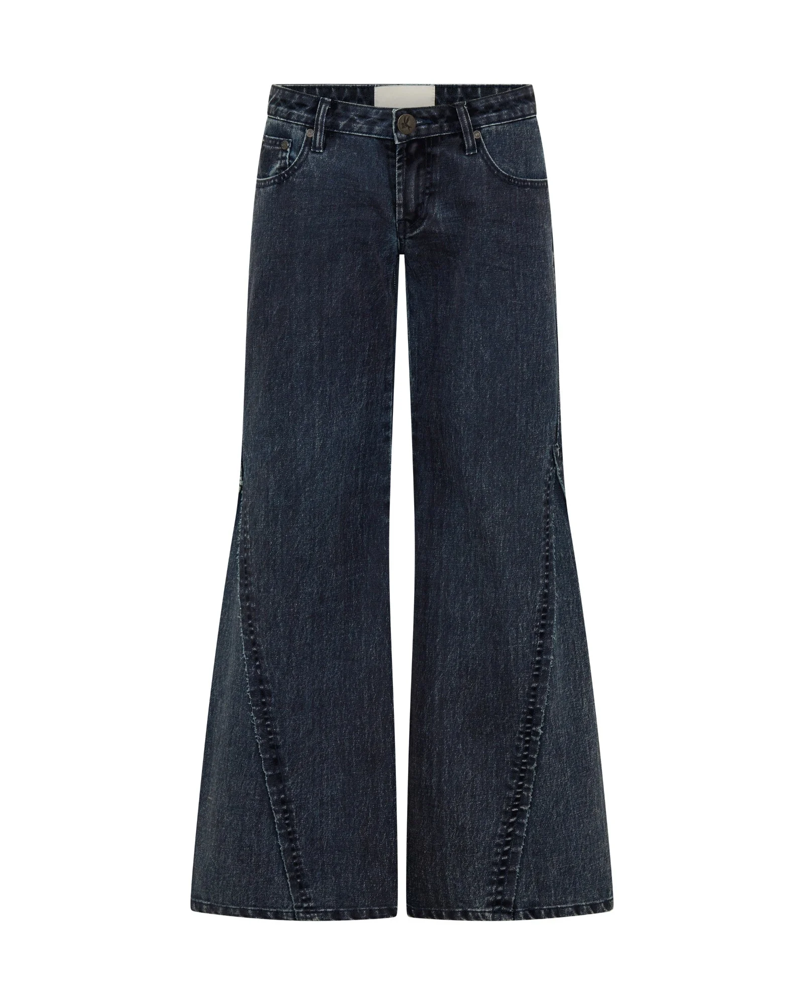 Johnnies Low Waist Wide Leg Flared Denim Jeans - Indigo Blue - 1
