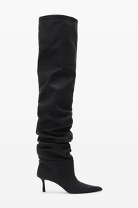 Alexander Wang☆Viola サテン フェザー オーバーニーブーツ ALEXANDER WANG Viola feather-trimmed satin over-the-knee