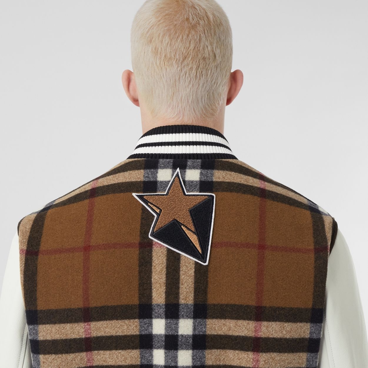 Letter Graphic Check Technical Wool Bomber Jacket - 6