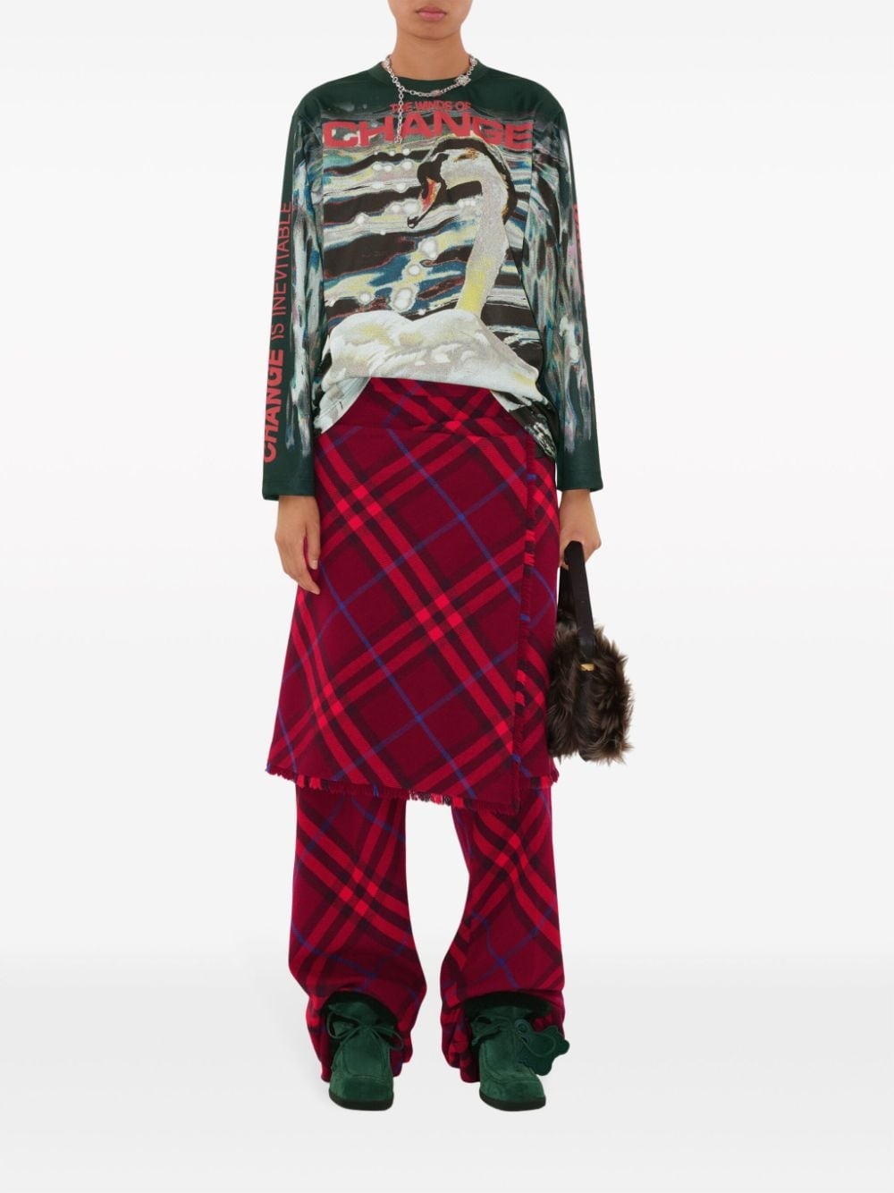 checked straight-leg wool trousers - 2