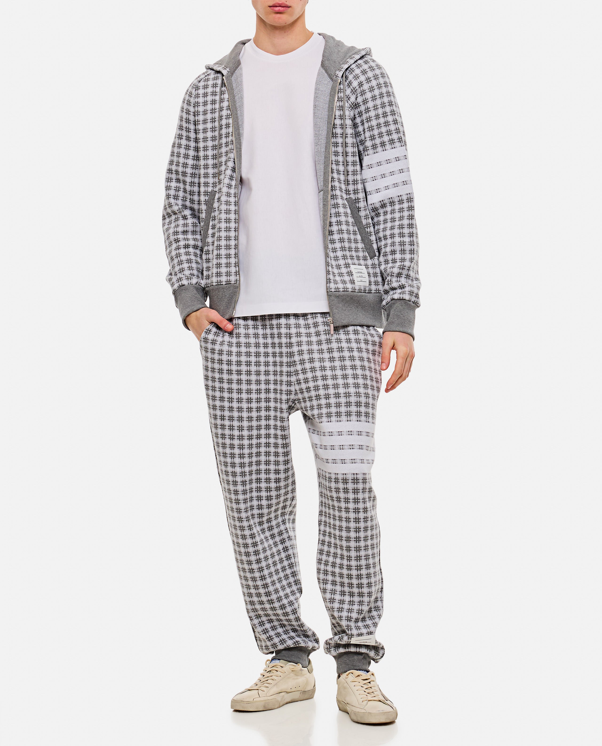 Thom Browne Men Check 4 Bar Cotton Sweatpants - 2