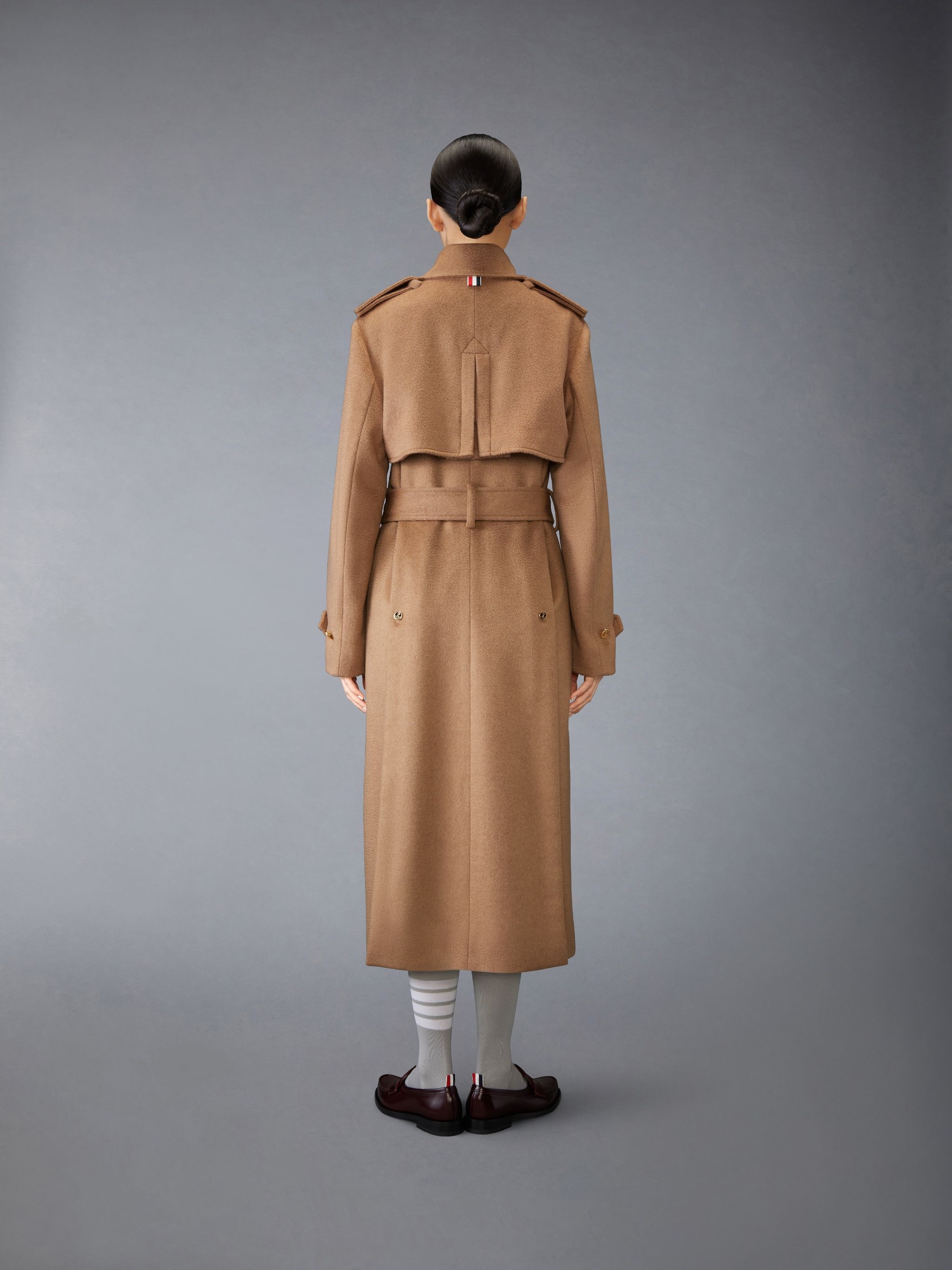 Camel Hair Elongated Trench Coat - 3