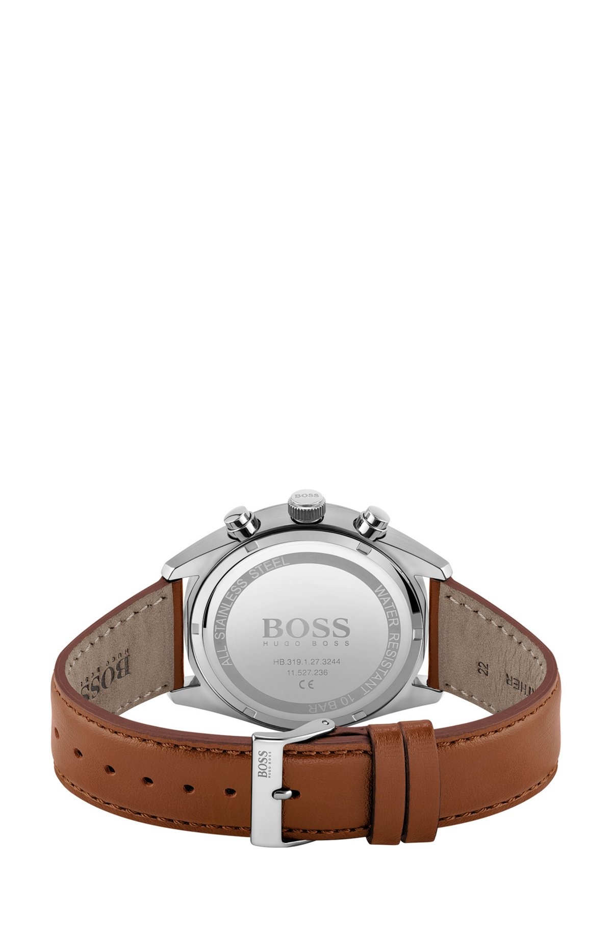 WHITE-DIAL CHRONOGRAPH WATCH WITH PERFORATED LEATHER STRAP - 3