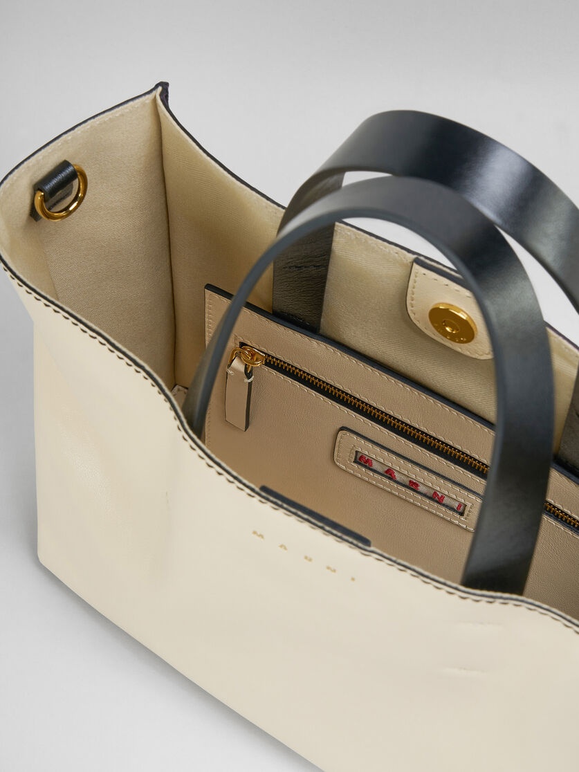 MUSEO SOFT BAG IN WHITE AND PURPLE LEATHER - 4