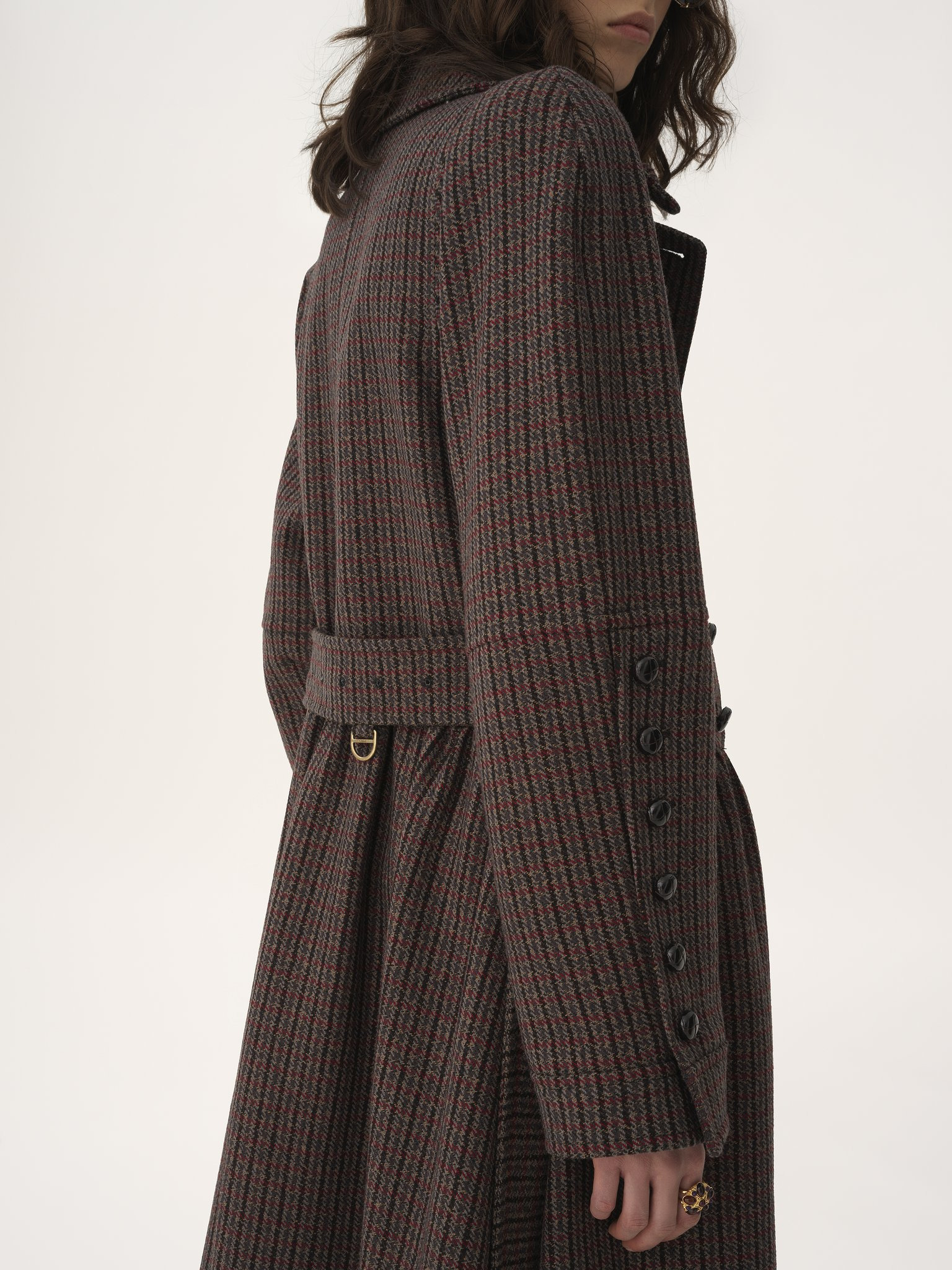 DOUBLE-BREASTED RIDING COAT IN HOUNDSTOOTH WOOL - 6