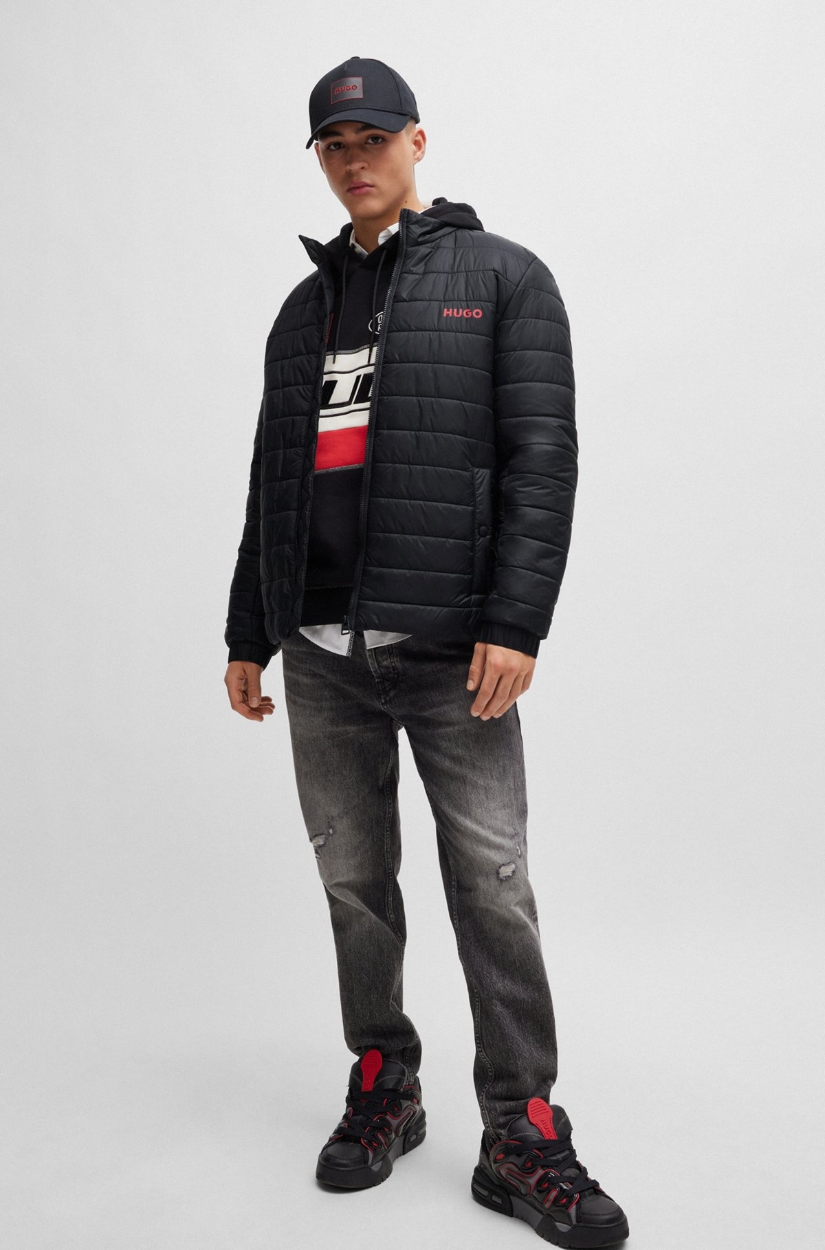 WATER-REPELLENT SLIM-FIT JACKET WITH LOGO PRINT - 3