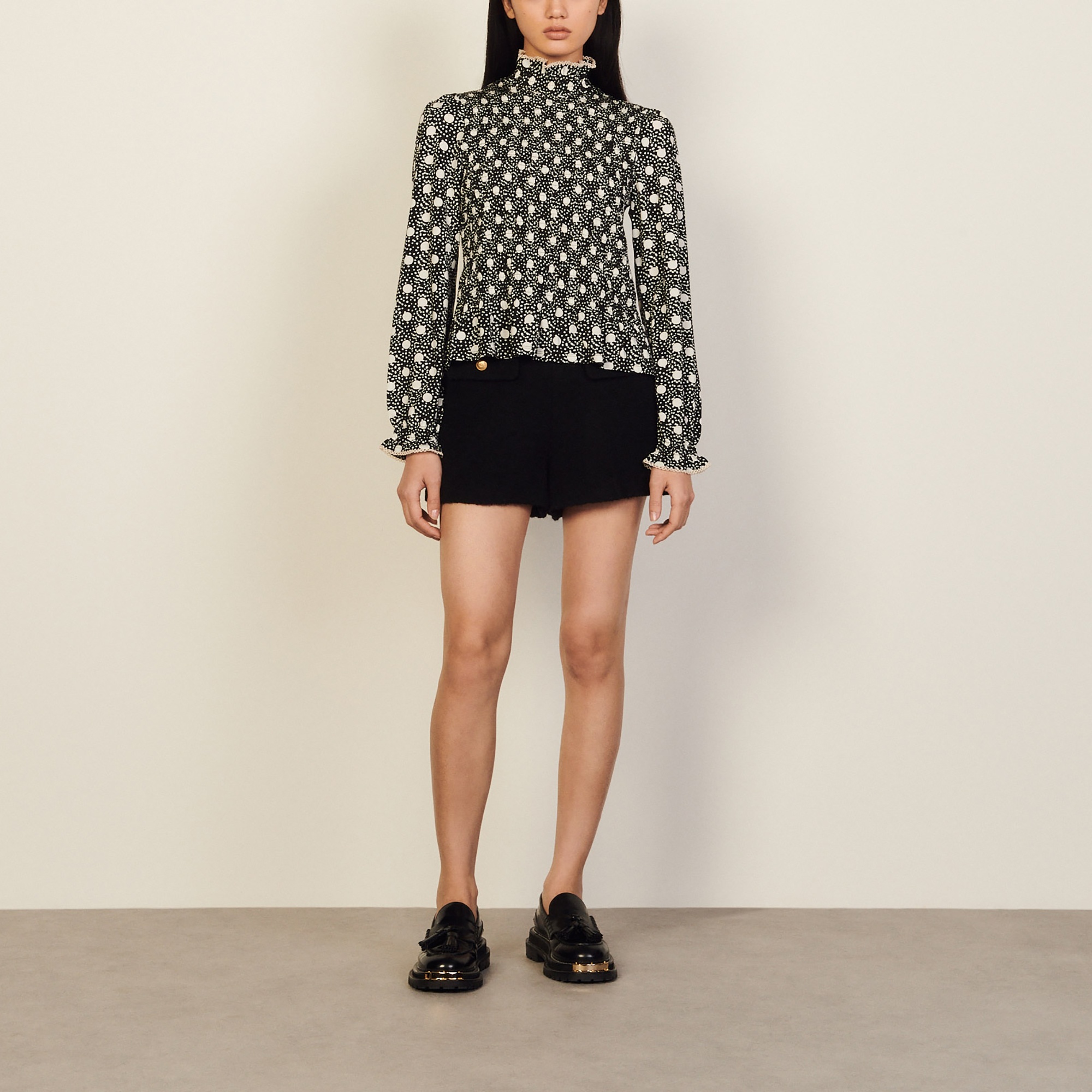 Printed T-shirt with smocking - 1
