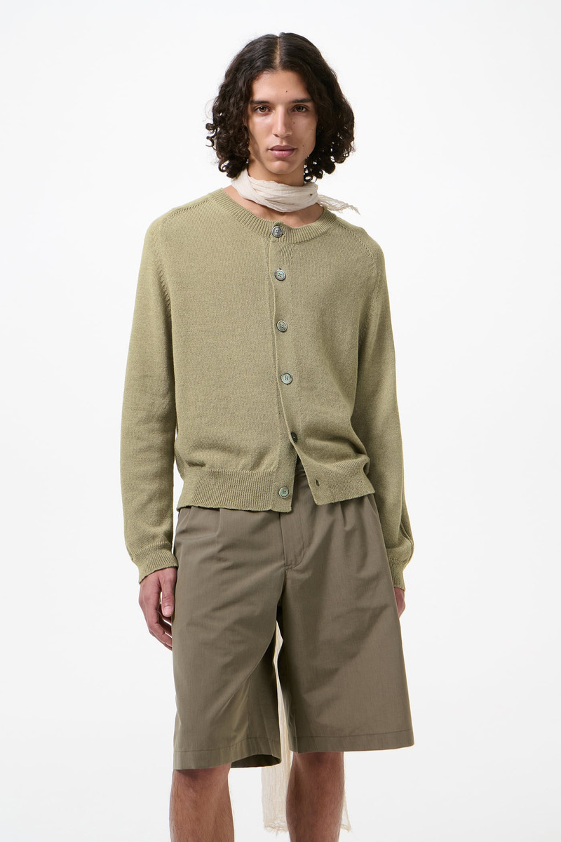 True Cardigan Silver Sage Coarse Linen Wool 3